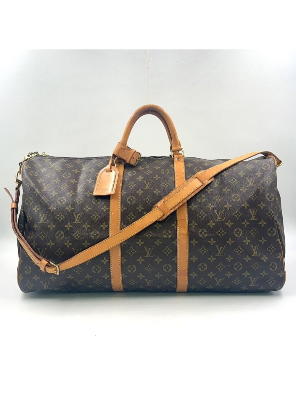 Louis Vuitton Keepall Bandouliere 60 Monogram Leather Brown Light Boston Bag